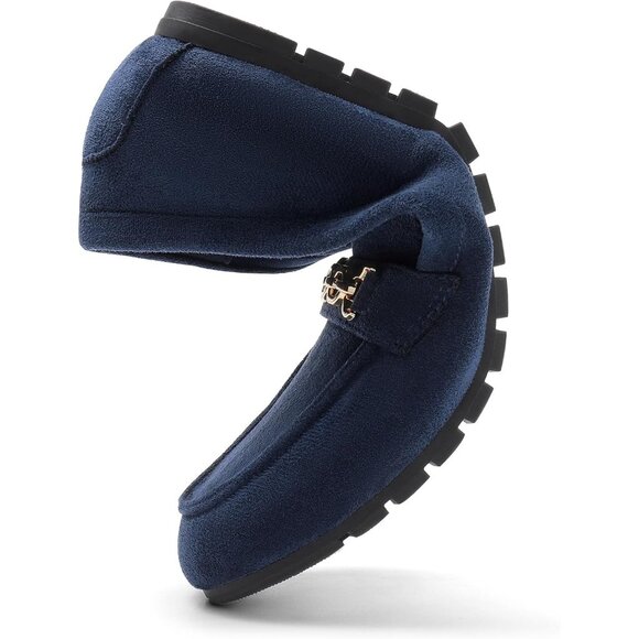 Dream Pairs Women Navy Faux Suede Lightweight Arch Support Slip On Flat Loafers - Picture 3 of 9